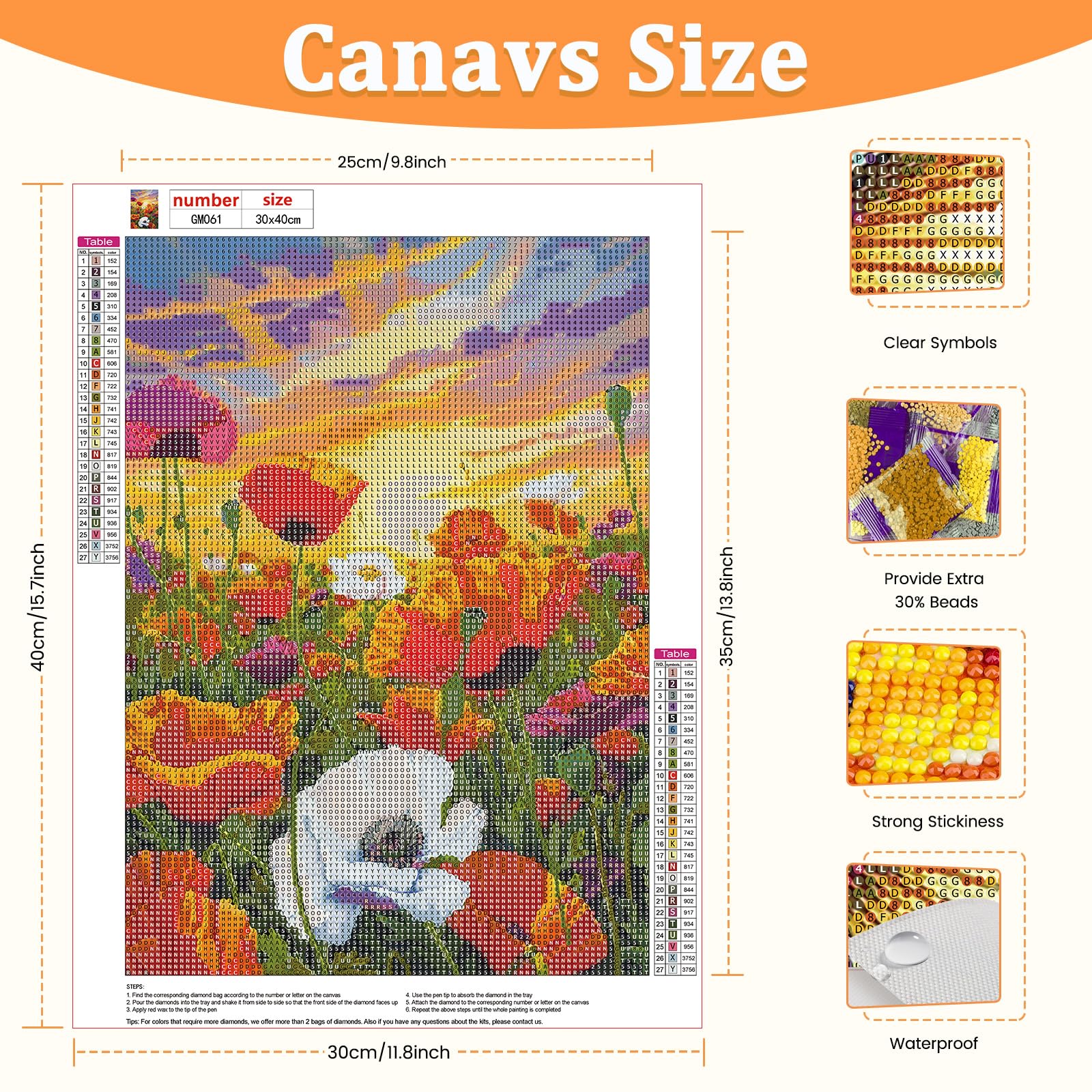 CEOVR Diamond Painting Kits Adults,30x40 cm Mosaic Diamond Painting for Beginners,5D DIY Gem Art Set (red White Green) - Image 3