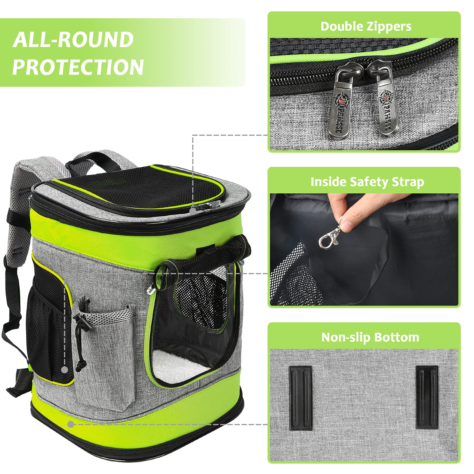 Kato Tirrinia Mochila para Perros, Bolsa de Transporte para Mascotas con Malla para Perros medianos, Gatos, Mochila para Cachorros de 1.5 LB Exterior
