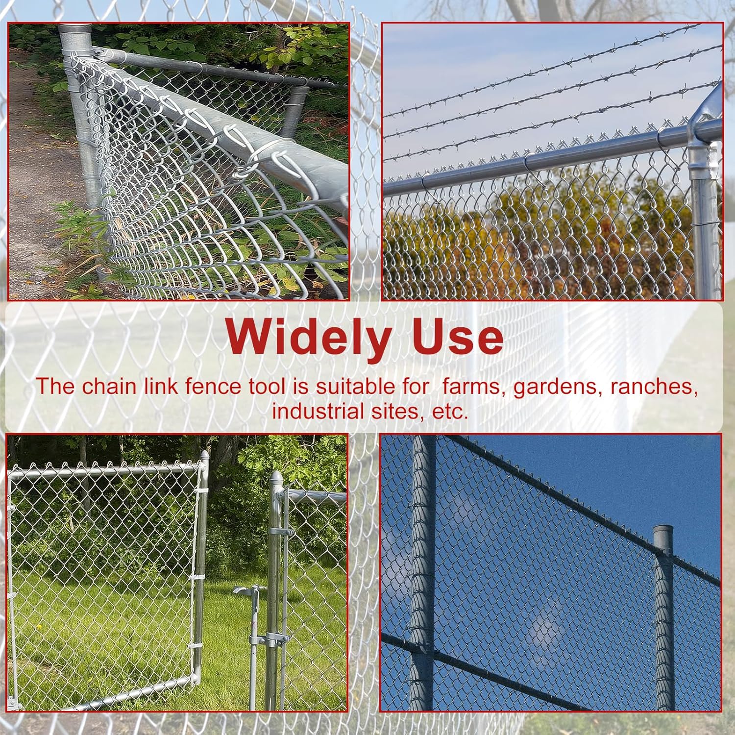Chain Link Fence Tool, Heavy Duty Fence Stretcher Tool with Non-Slip Handle, 27.5" Steel Cable Hook, Chain Link Fence Top Rail for Stretching and Tensioning Top Rails and Fence Mesh,1 Pack