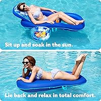 Vista 4 de SLOOSH Pool Floats Lounger Adult, Fabric Pool Floaties Lounge Convertible 2-in-1 Floating Water Floaty with Cup Holders Adjustable Backrest Recliner