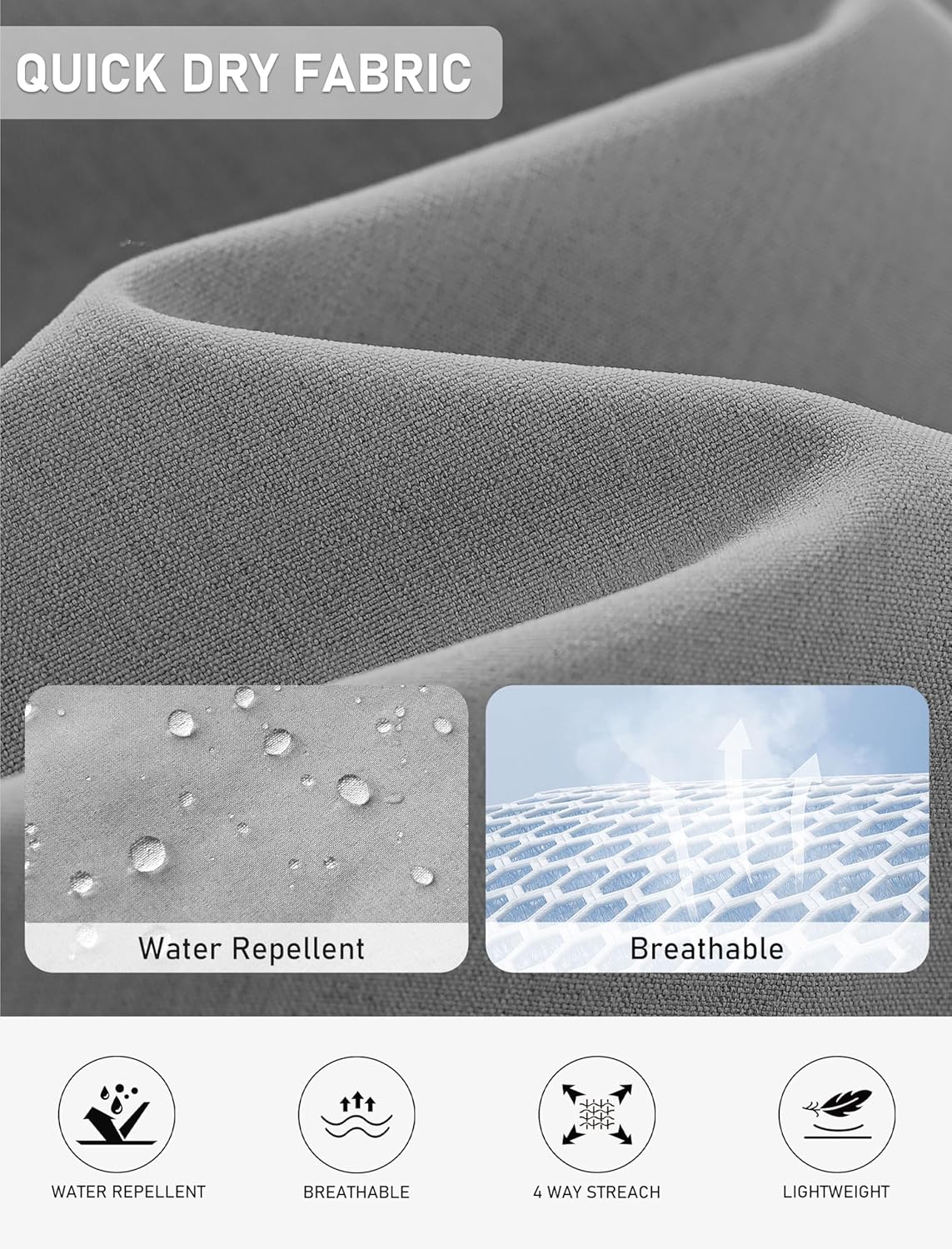 MoFiz Men's Golf Pants Quick Dry Stretch Dress Work Pants 30"/32"/34" Casual Comfy Lightweight Trousers with Pockets - Image 5