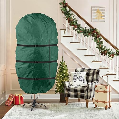 Miniatura 36 de Zober Bolsa vertical de almacenamiento para árbol de Navidad, se adapta a árbol artificial de 7.5 pies, bolsa para árbol de Navidad con dobladillo