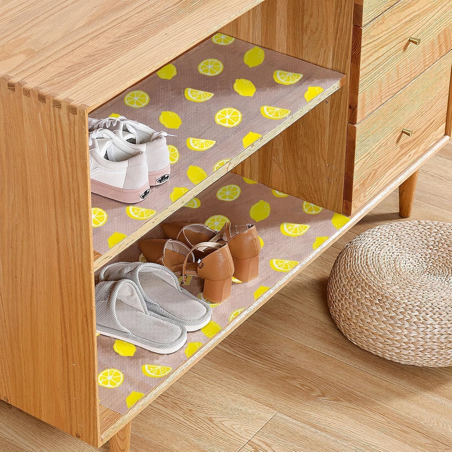 K2P Fridge Mats, Kitchen Mat EVA Food Grade Multipurpose Washable Anti Slip Mat/Sheet for Fridge, Shelf Liners for Kitchen Shelves, Table, Kitchen Drawer mat - 500 x 45 cm (Lemon) 1