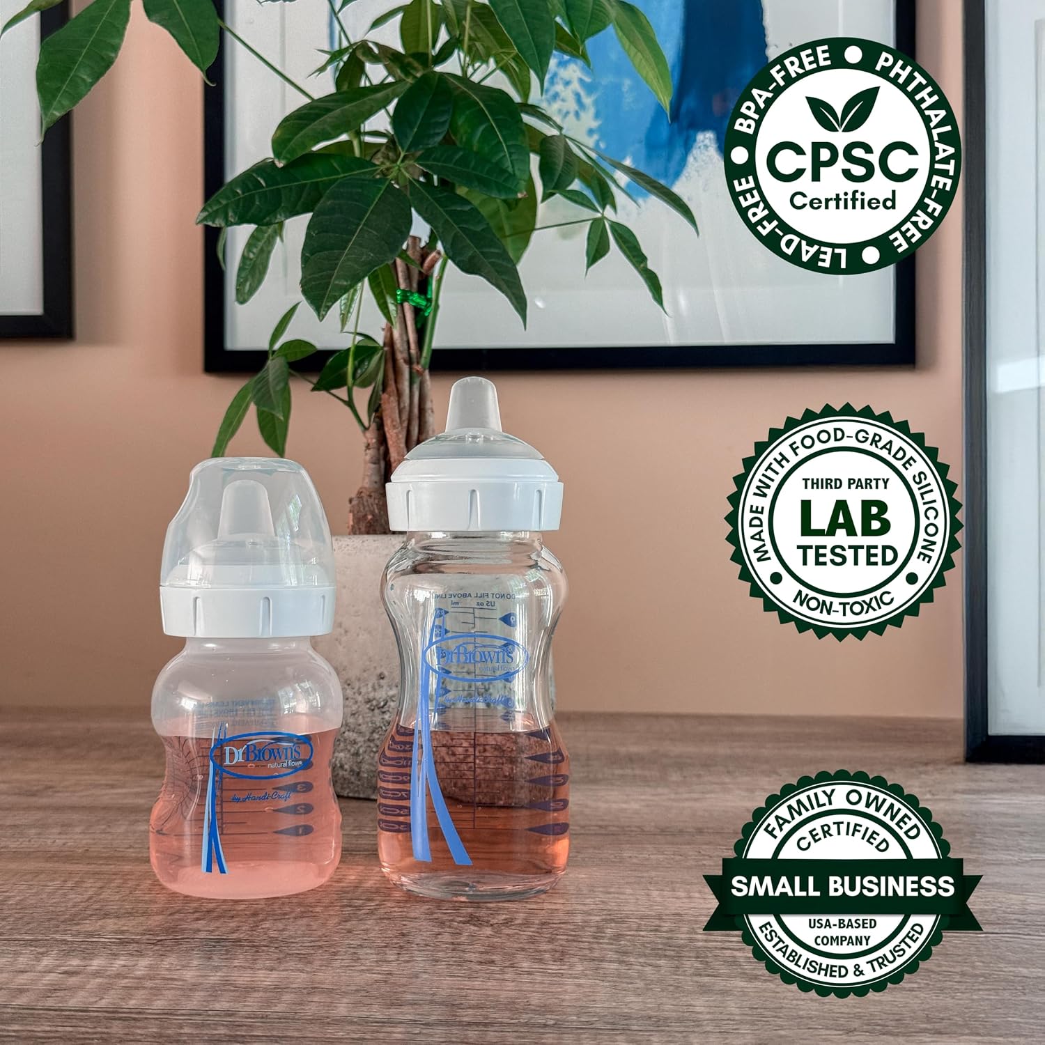 Sippy Spout Nipples for Dr. Brown's Natural Flow Anti-Colic Options+ Wide-Neck Baby Bottles & Glass Bottles, 6-Count, Food Grade Silicone, BPA-Free, Spill-Proof, Convert to Sippy Cup, 4+ Months