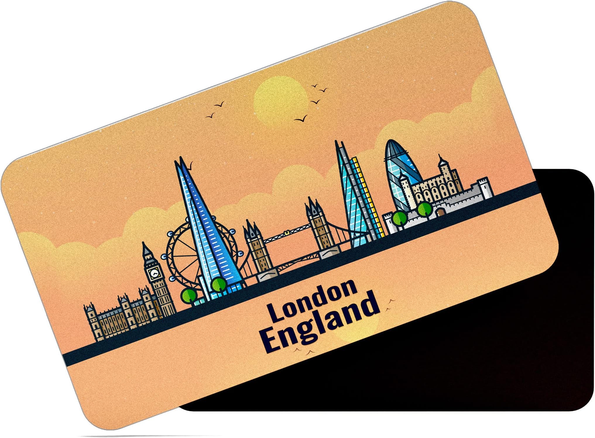 dhcrafts Rectangular Rubber Fridge Magnet/Magnetic Card Orange England London Design Pack of 1 (8.6cm x 5.4cm)