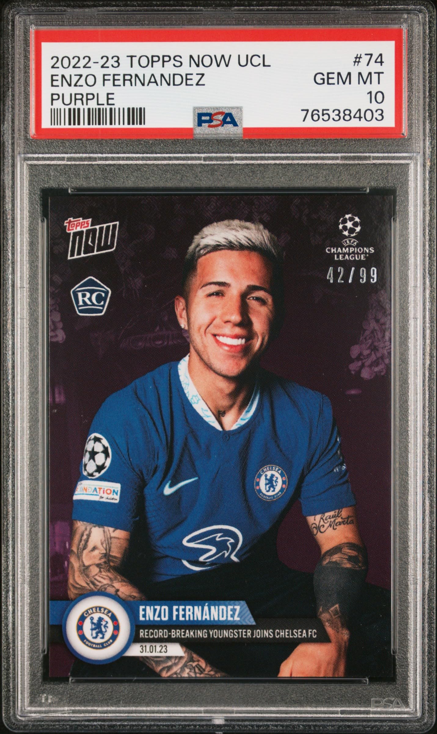 Amazon.com: Enzo Fernandez PSA 10 2022 Topps Now UCL #74 Rookie 