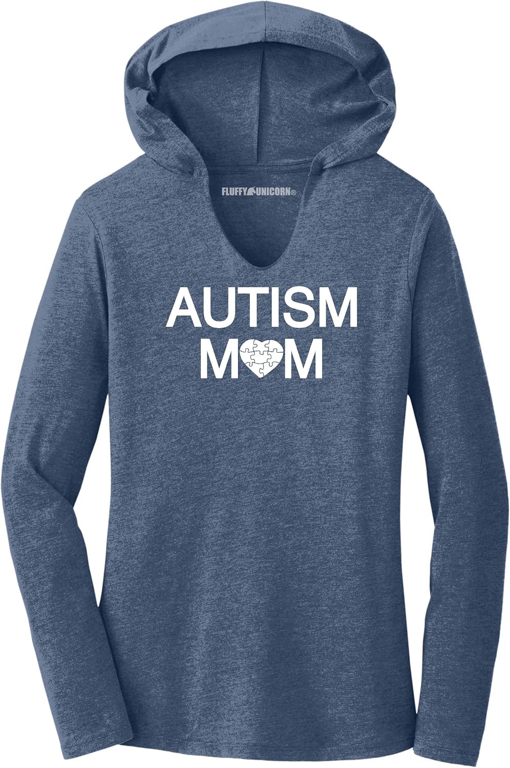 Ladies Hoodie Shirt Autism Mom Tee Autism Awareness Even Tee Navy Frost 2XL