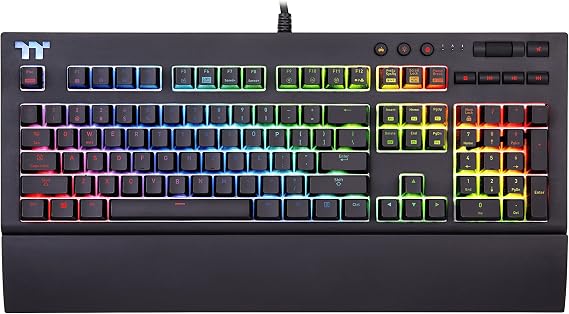 Thermaltake Tt Premium X1 RGB Smartphone Enabled Voice-Controlled AI 16.8 Million Color with 12 Lighting Effects Cherry MX Silver Switches Mechanical Gaming Keyboard KBTPXSSBRUS01, Black