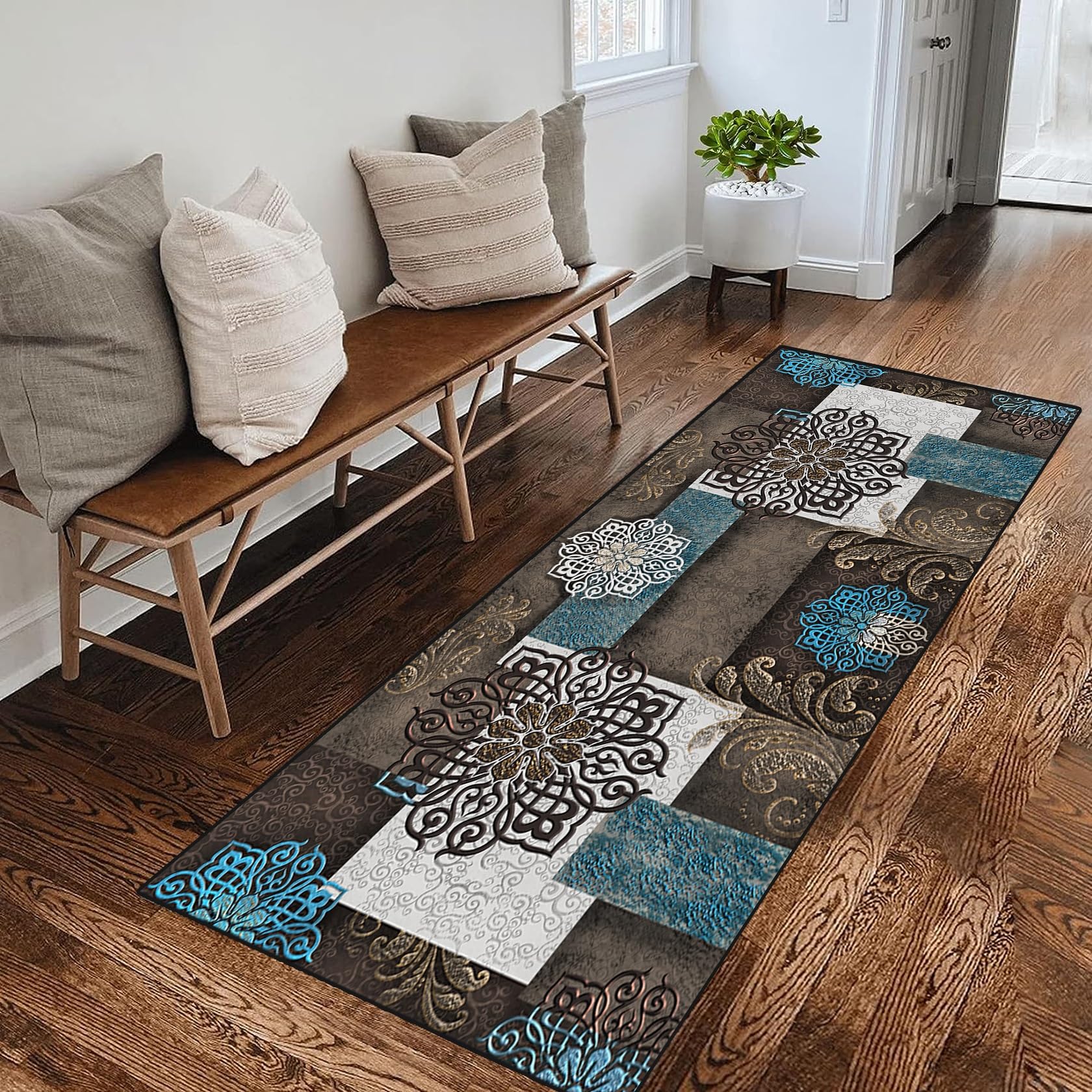CONGCLI Teppich Wohnzimmer 110 X 220 Cm Absorbierend, Dauerhaft & Antistatisch, Rutschfest Pflegeleicht Läufer Teppich Für Flur Für Flur Küche Wohnzimmer Diele, Eingang, A