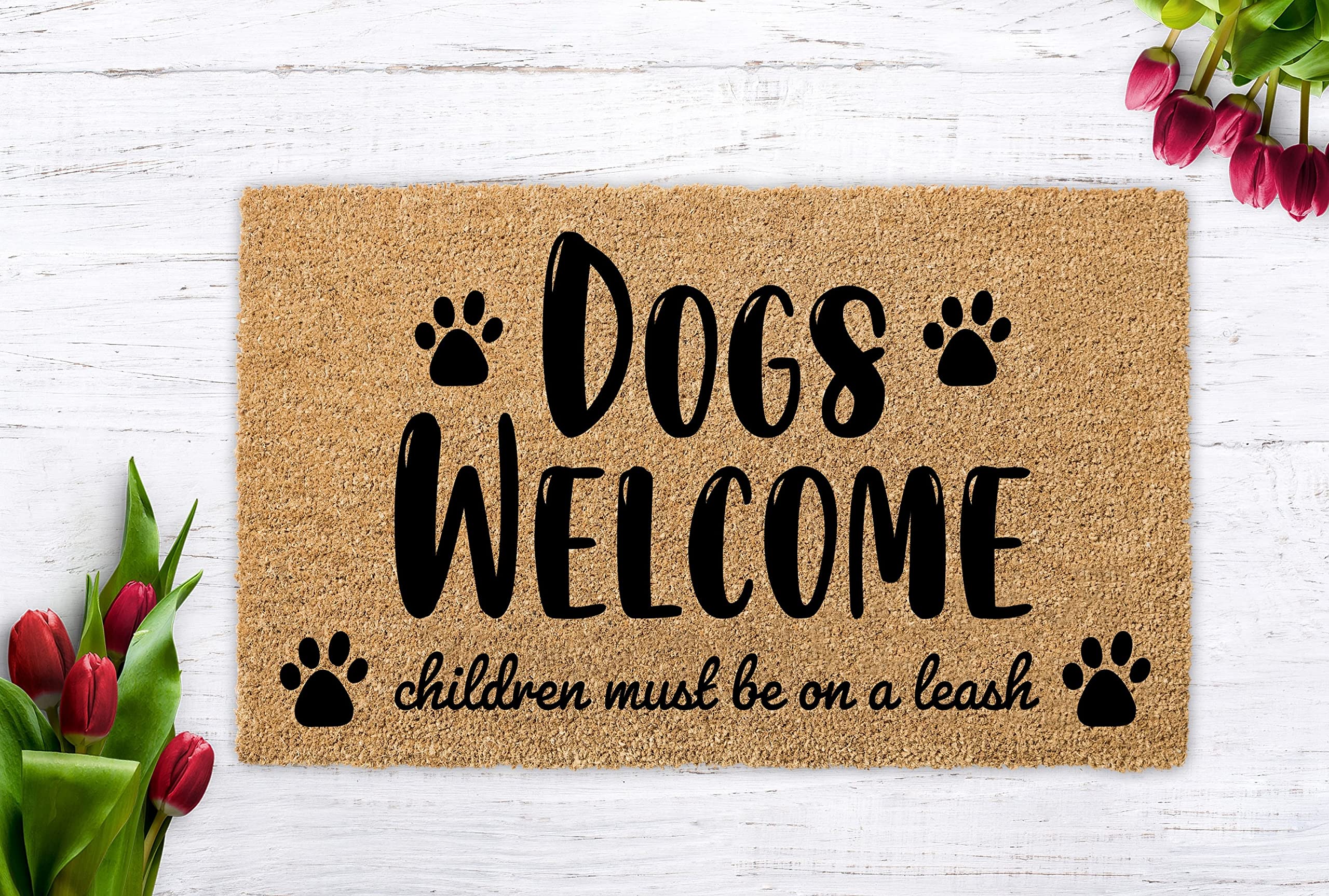 Ensound Dogs Welcome,Children Must Be On A Leash,Funny Doormat,Dog Door Mat,Housewarming Gift,Funny Gift,Home Dog,Welcome Mat for Dog 30x18 Inch