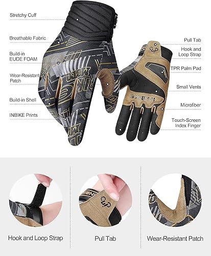 Miniatura 5 de INBIKE Guantes transpirables de motocross para hombre, con protección de nudillos duros, pantalla táctil para motocicleta, deportes de motor,