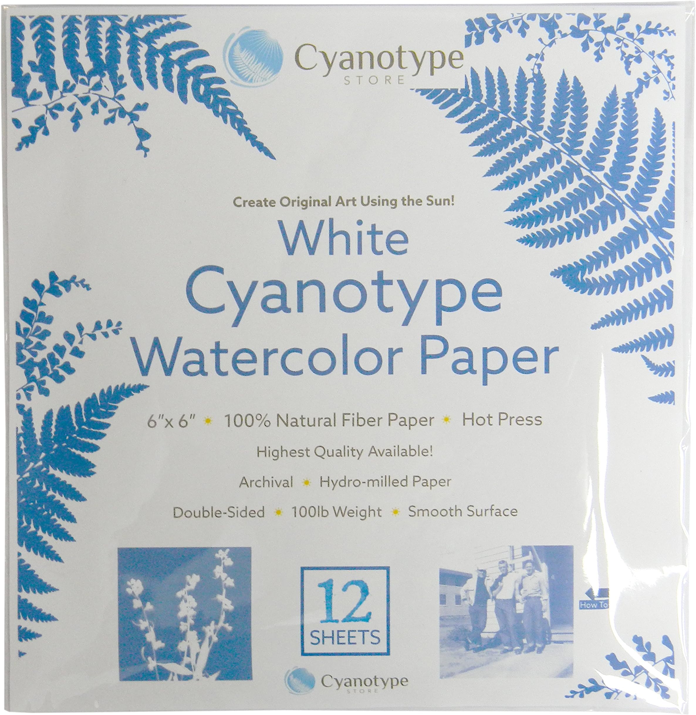 Cyanotype 6" x 6" Paper - 12 Pack (White)