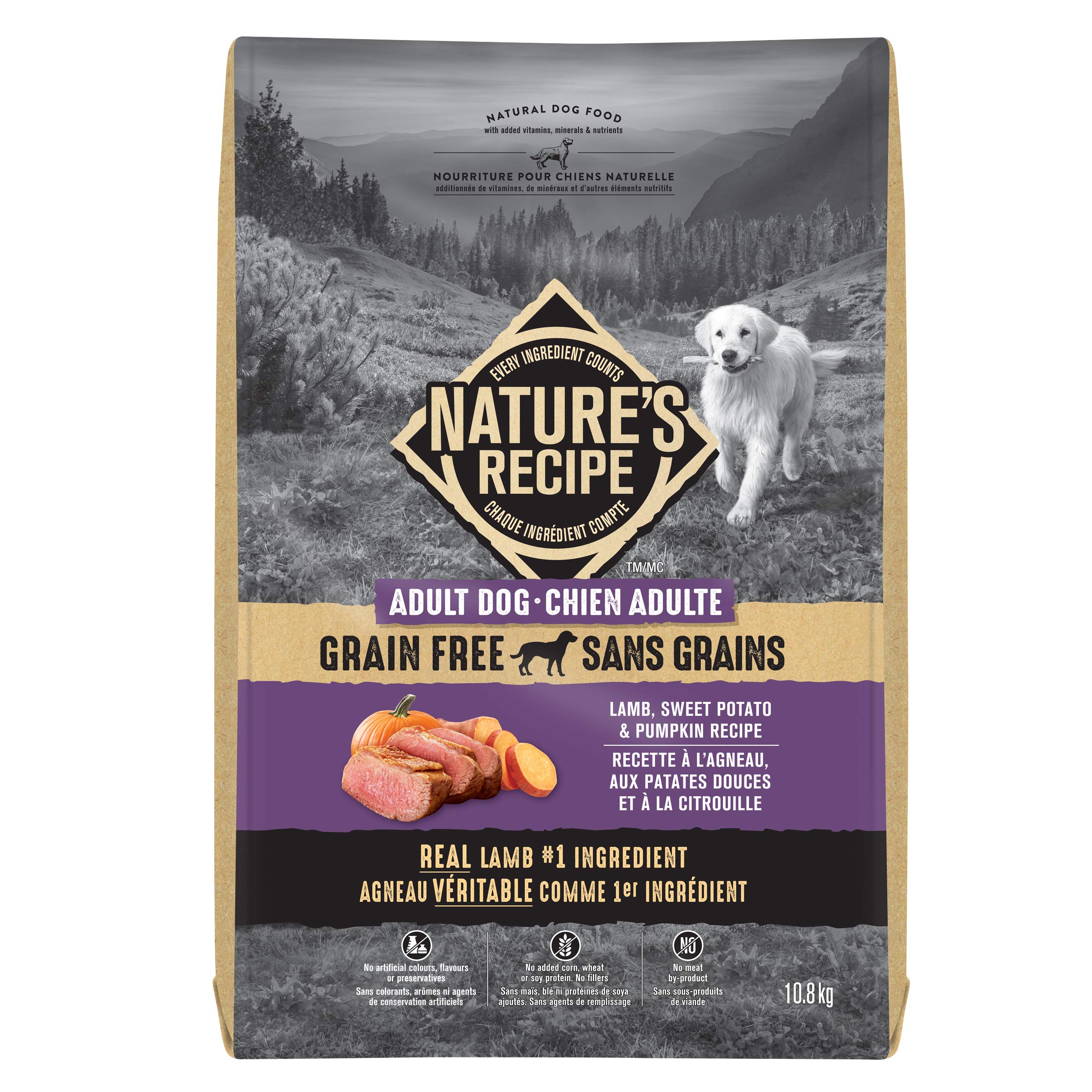 Nature's Recipe Adult Grain Free Natural Dry Dog Food Lamb, Sweet Potato & Pumpkin Recipe 10.8 kg (Pack of 1) image 8