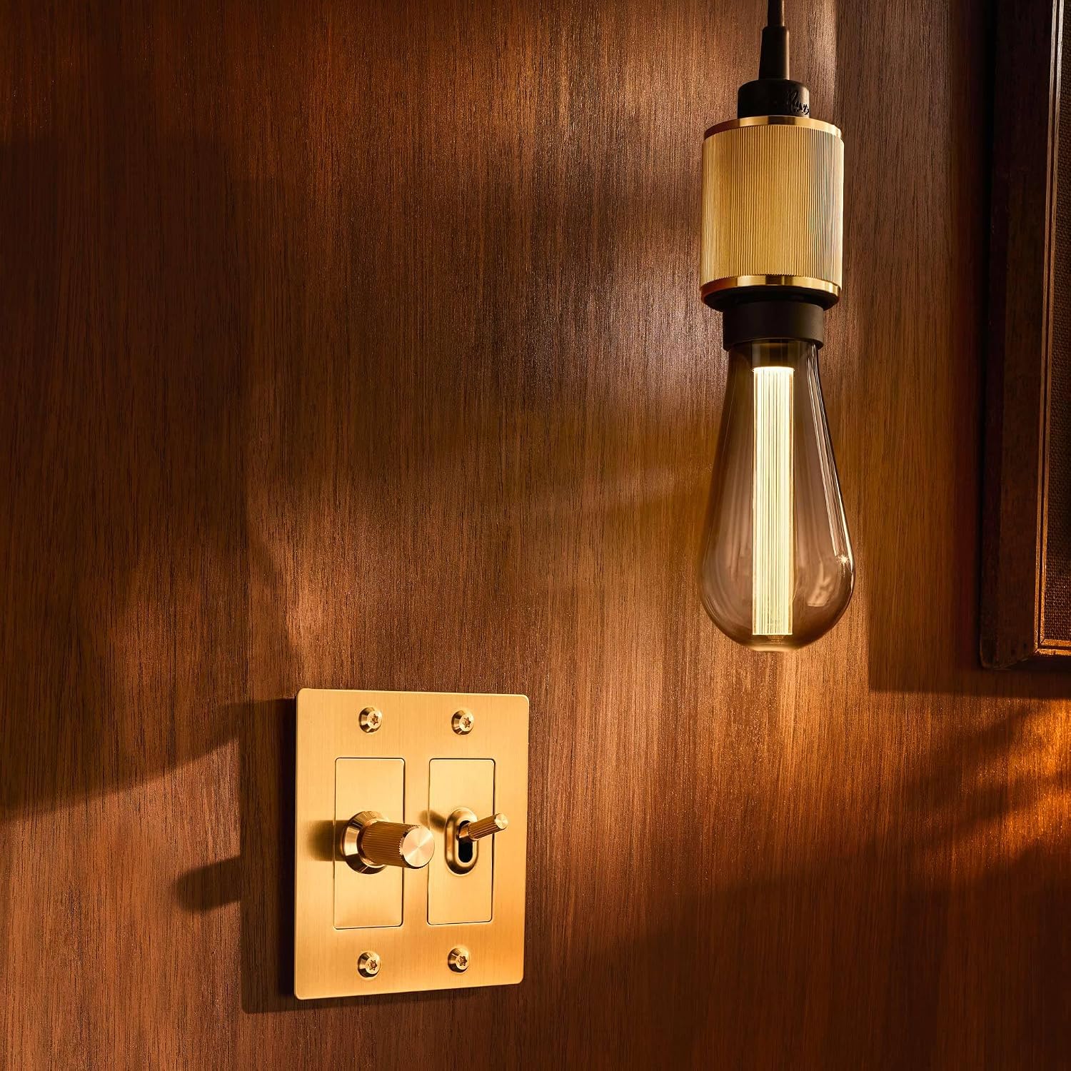Buster and Punch Linear Knurl in Brass Dimmer Switch Detail Kit