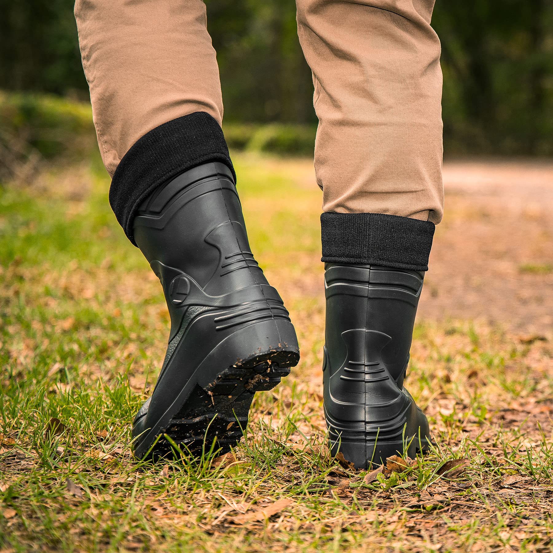 CLIMBR Ultraleichte gefütterte Gummistiefel Herren EVA Thermo 40-49 warme Kurzschaft Winter Arbeitsstiefel mit Futter