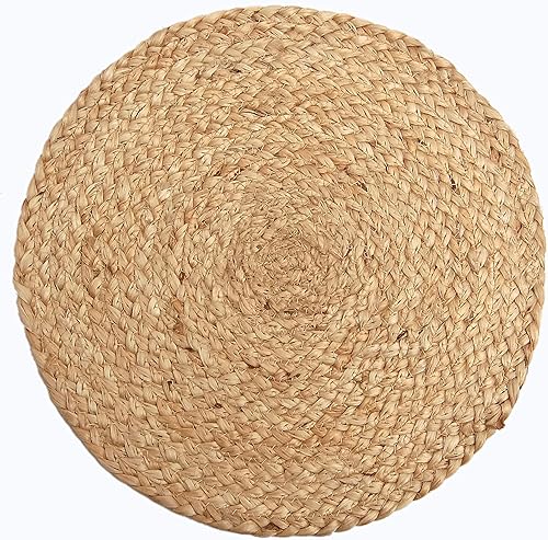 Miniatura 1 de Mantel individual redondo de algodón natural blanco y yute de 13 pulgadas, decorativo, elegante, hermoso, de algodón, trenzado, perfecto para