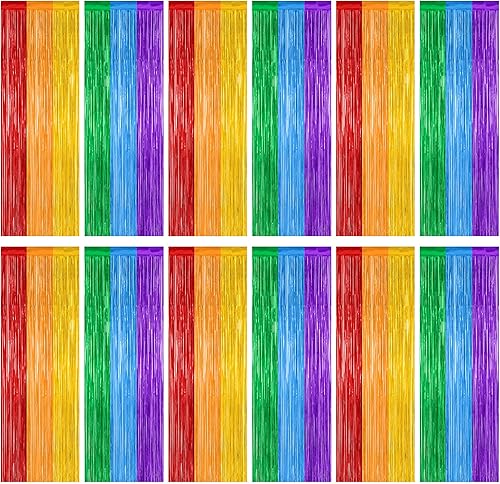 Miniatura 60 de Paquete de 2 telones de fondo de oropel rojo, cortinas de flecos de 3.28 pies x 7.05 pies, decoraciones de fiesta para aniversarios de boda