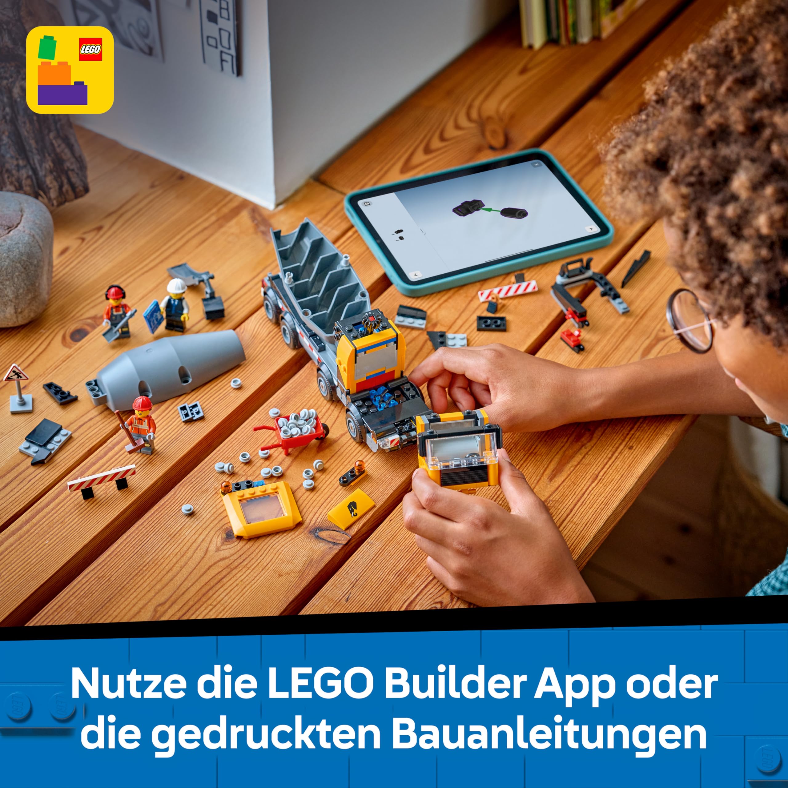 LEGO City Betonmischer - Lehrreiches Baufahrzeug Spielzeug mit 3 Minifiguren, drehbarer Trommel & Ausgießfunktion - Geburtstagsgeschenk für Jungen ab 7 Jahren - 60478