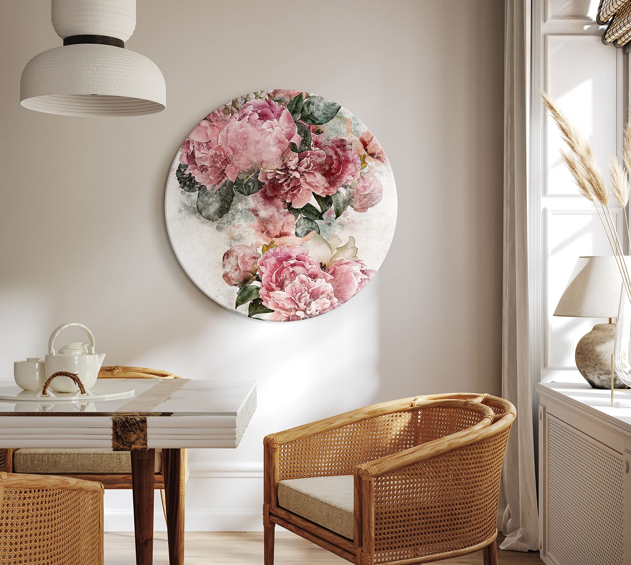 Tableau Déco Murale Sur Toile - Pivoine Bleue Aquarelle Vintage 80x120 Cm - Sans Cadre, Pour Salon, Chambre, Cuisine