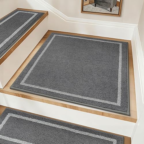 Vista 14 de COSY HOMEER Alfombra para Rellano de Escalera 30x30 Pulgadas, Alfombra Cuadrada Antideslizante para Escalones de Madera Interior, Poliéster Lavable