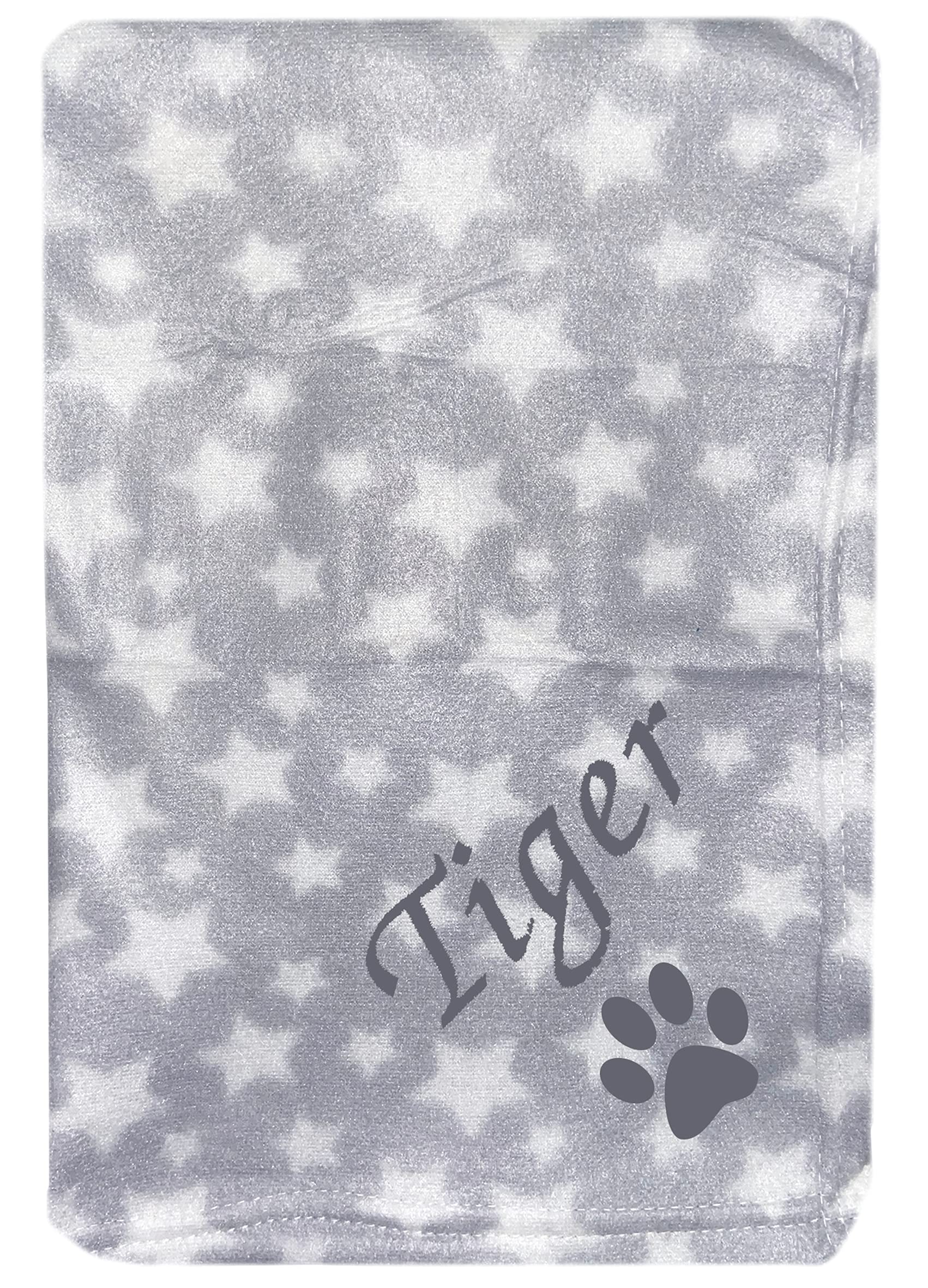 Jjlc Grey Star - Paw Personalised Pet Dog Puppy Blanket Cat Kitten Bed Fleece (Grey Star - Paw)