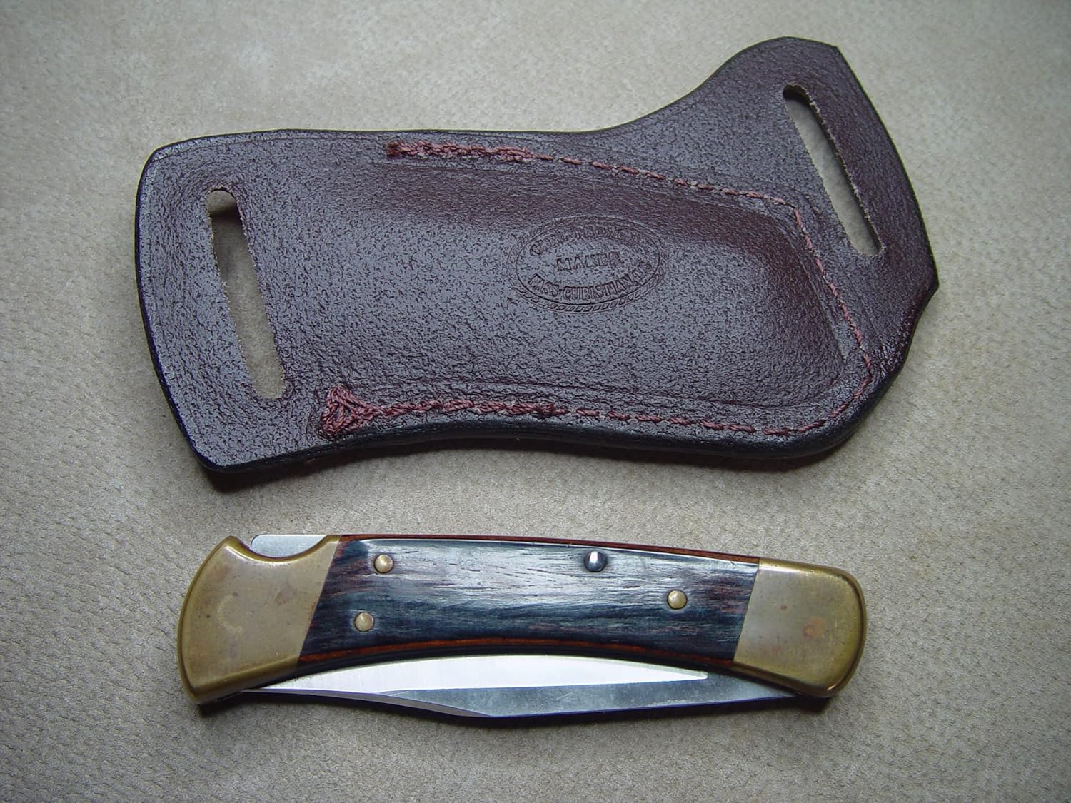 Carl Jr Handmade Leather Knife Sheath | Perfectly fits a Buck 110 | Made in The USA | Pocket Knife Holder | Laser Engraved Designed with a Deer