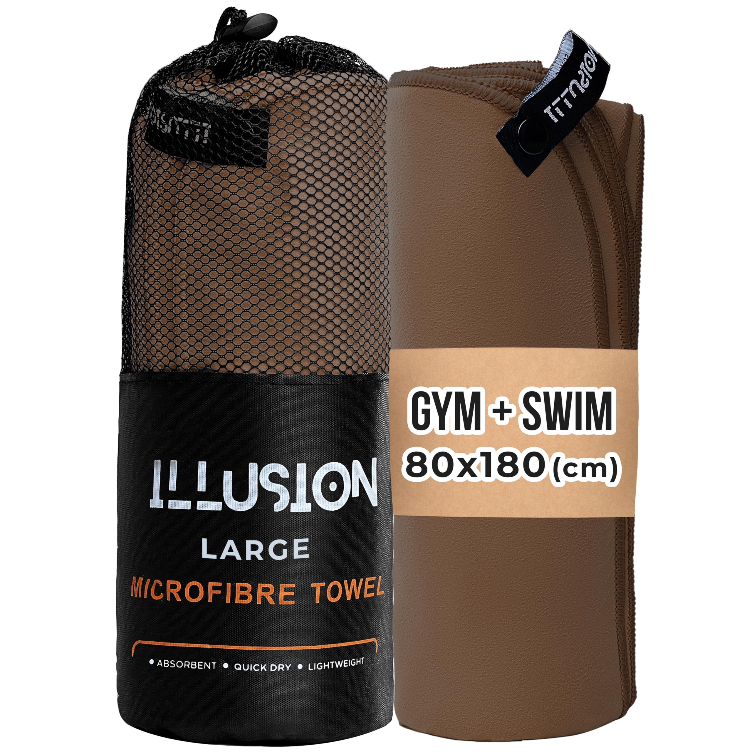 illusion Swimming Towels for Adults 80x180cm – Extra Large Microfibre Towel