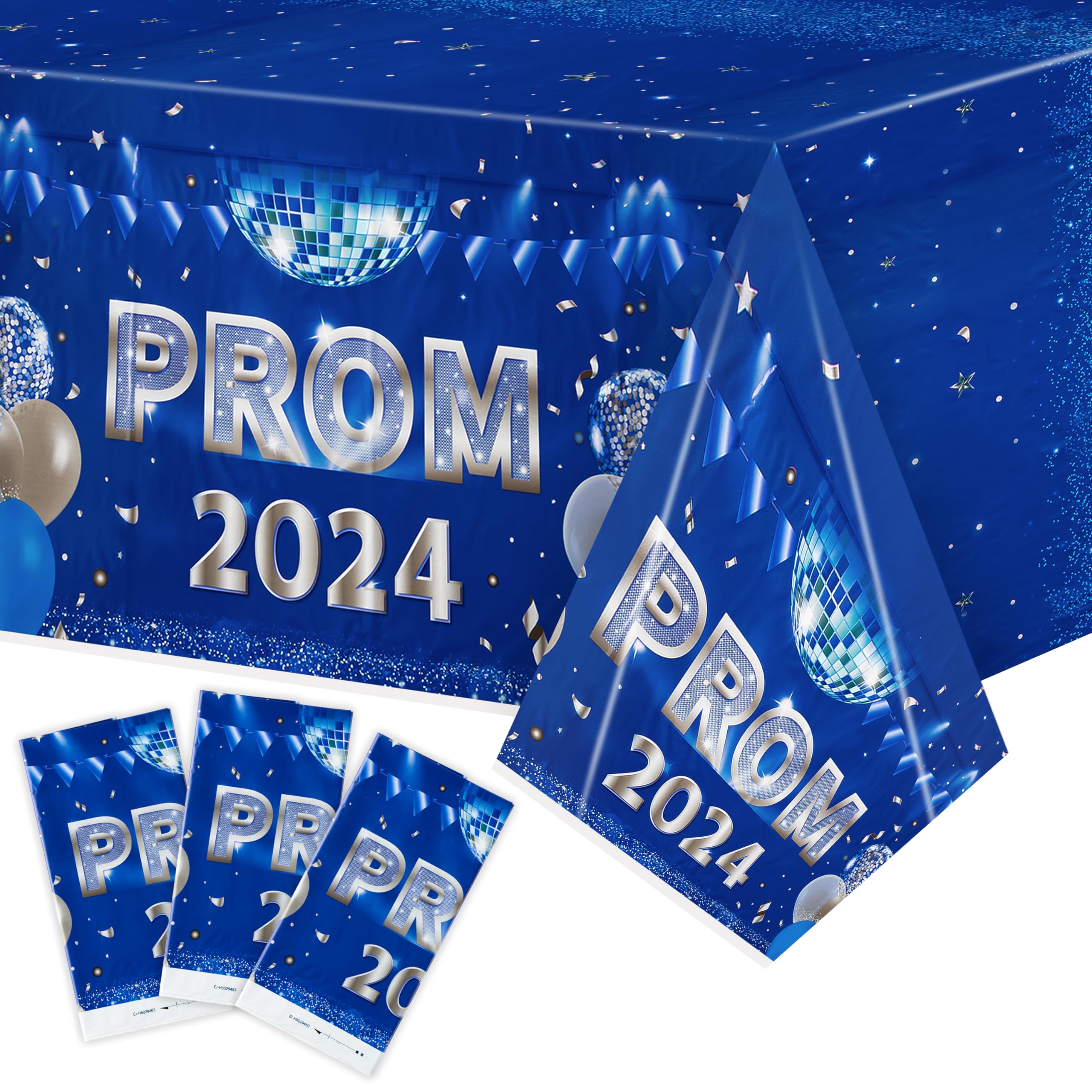 MALLMALL6Prom 2024 Graduation Tablecloths - 3Pcs Table Cover for Graduates Congrats Grad Party Supplies Decors, Plastic Table Cloth Navy Blue Silver for Party Decorations, 108×54 inch