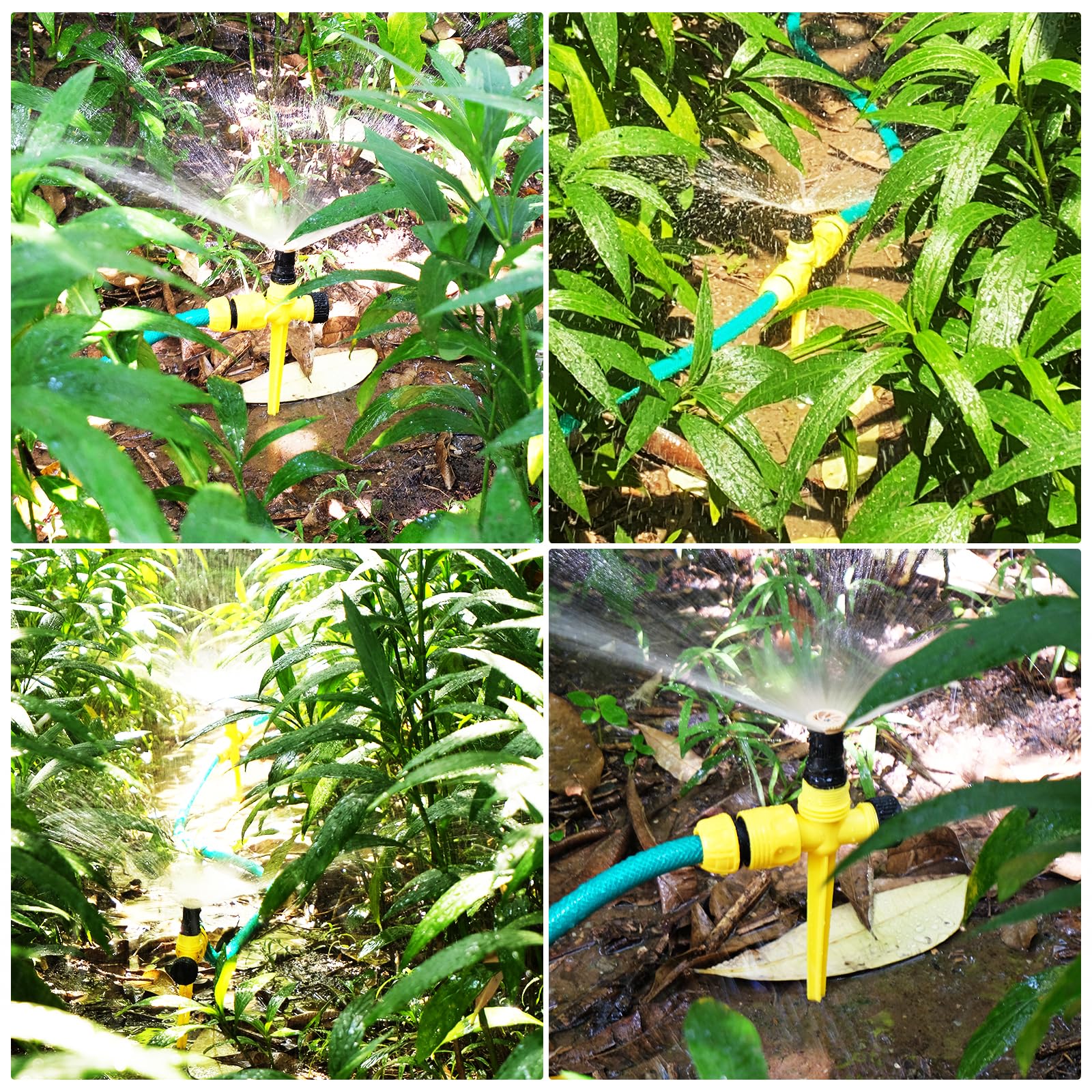 UCINNOVATE Aspersor de jardín, aspersor de césped ajustable de rotación de 360°, kit de sistema de aspersor de jardín sobre el suelo, cobertura de gran área, aspersores multiusos para patio, aspersor