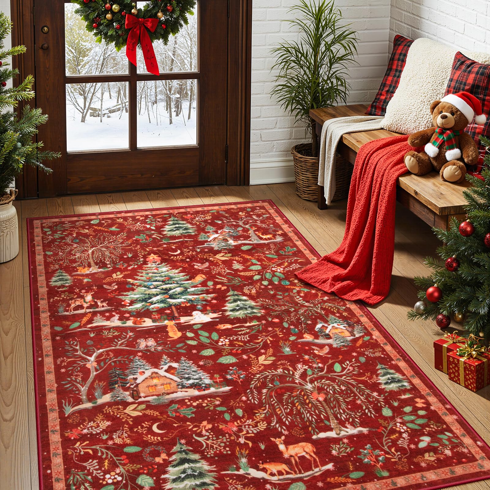 Amazon.com: Lahome Christmas Washable Rug 3x5, Non Slip Christmas