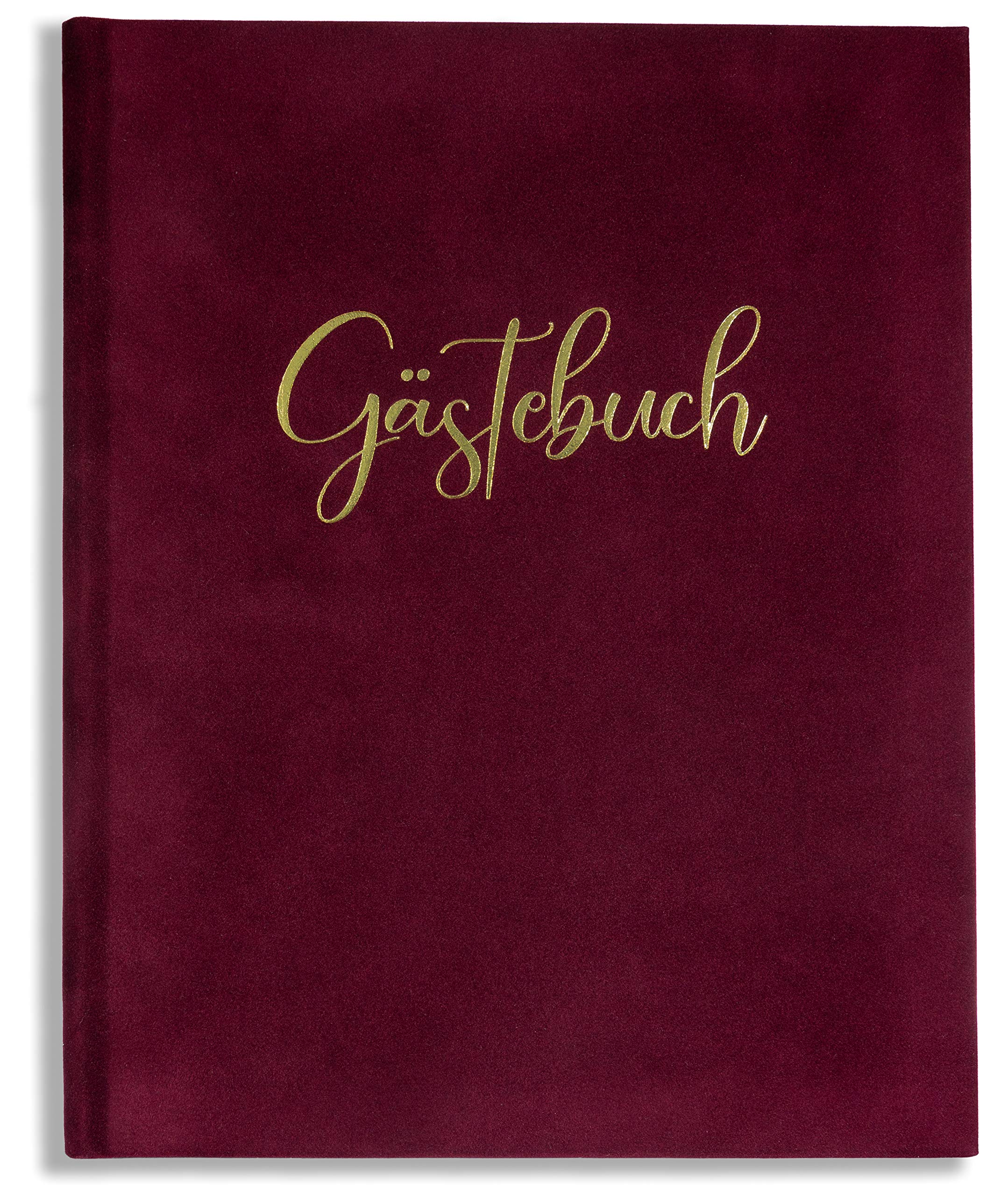 Gästebuch aus Samt in Bordeaux Weinrot zur Hochzeit, Taufe, Geburtstag, Konfirmation, Ferienwohnung, UVM. 23x18 cm, 124 Seiten