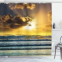 Vista 50 de Ambesonne Cortina para regadera náutica con palmeras