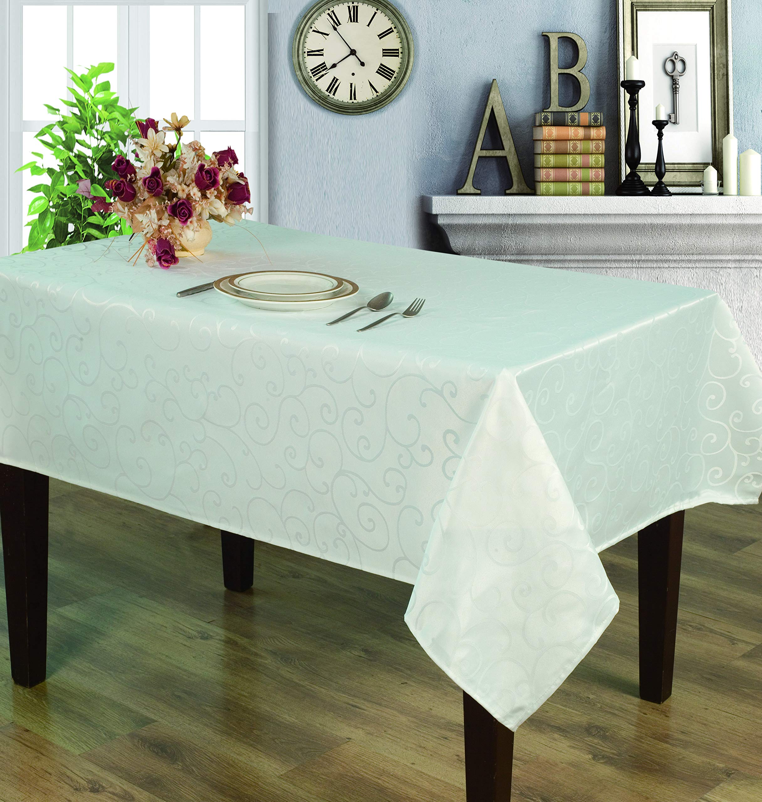 Home Secret Jacquard Waterproof Thick Elegant Luxury Solid Damask Branch Decorative Kitchen 4 Piece Napkin Set Liquid Repellent and Stain Resistant, White Color Square 18 x 18 Inch