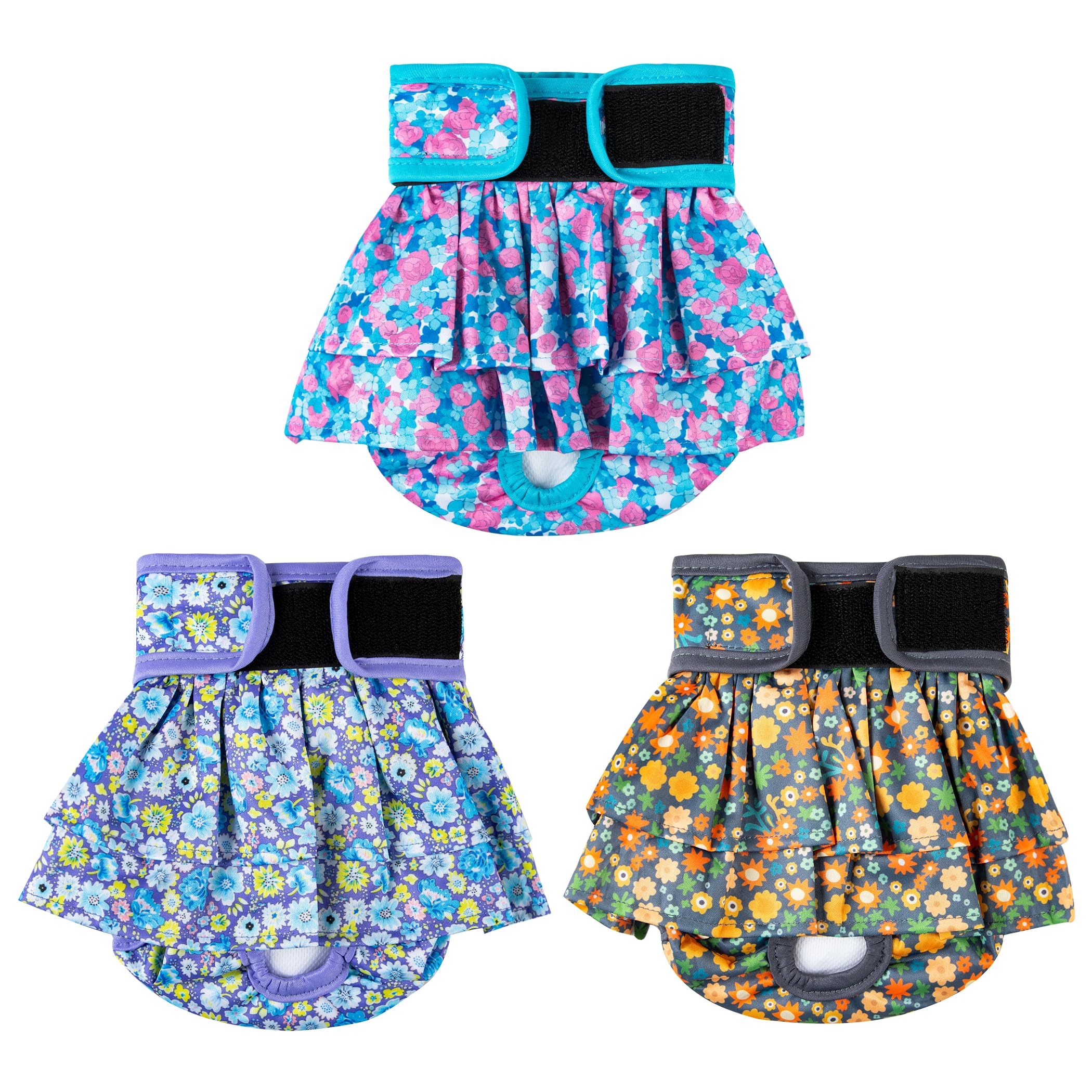 wegreeco Dog Diapers Female (3 Pack), Highly Absorbent Puppy Doggie Dog Diapers for Female Dogs Period, Washable Doggy in Heat, Small Medium Large Size (Floral, Small)