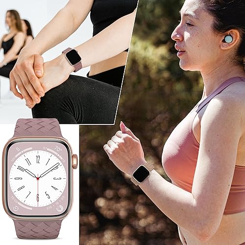 Miniatura 7 de TransJoy Paquete de 6 correas de silicona de tejido compatibles con Apple Watch de 149 157 161 165 y 173 pulgadas para mujeres y hombres correas