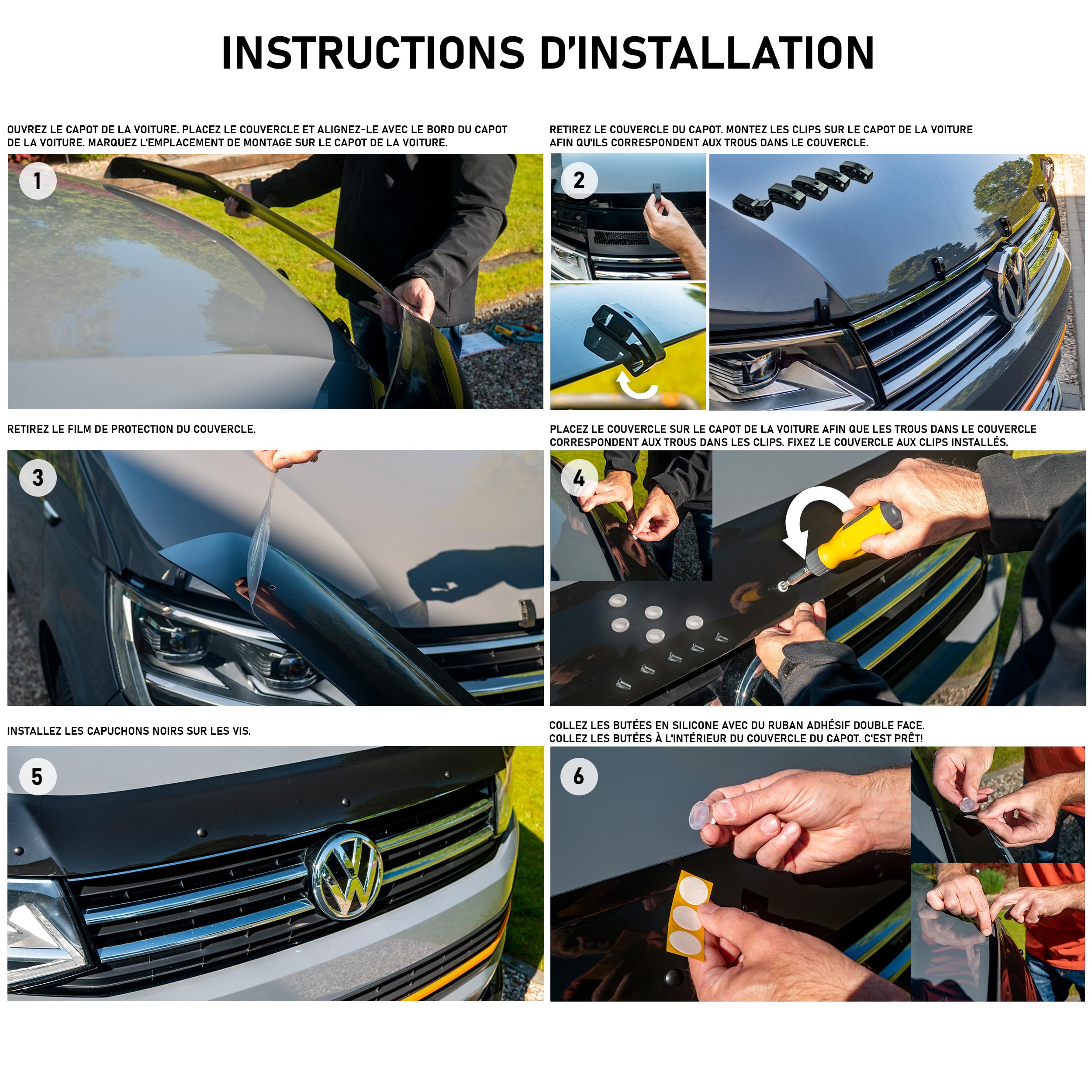 CHROMEMASTER | Protection Contre les Gravillons ; Protège-capot Compatible avec Citroën Berlingo à partir de 2019 | ABS Noir | Le Déflecteur de Capot Protège Contre les Projections de Graviers
