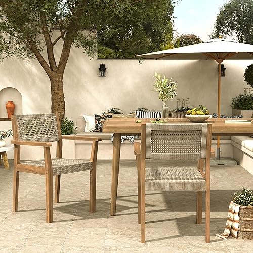 Miniatura 3 de Christopher Knight Home Amaris Farmhouse Patio Garden Furntiure - Juego de 2 sillas de comedor de madera de acacia, sillón para cena