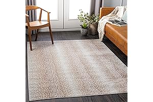 Livabliss Pablo Antelope Print Deer Hide Rug,7'10" x 10',Camel/Light Gray