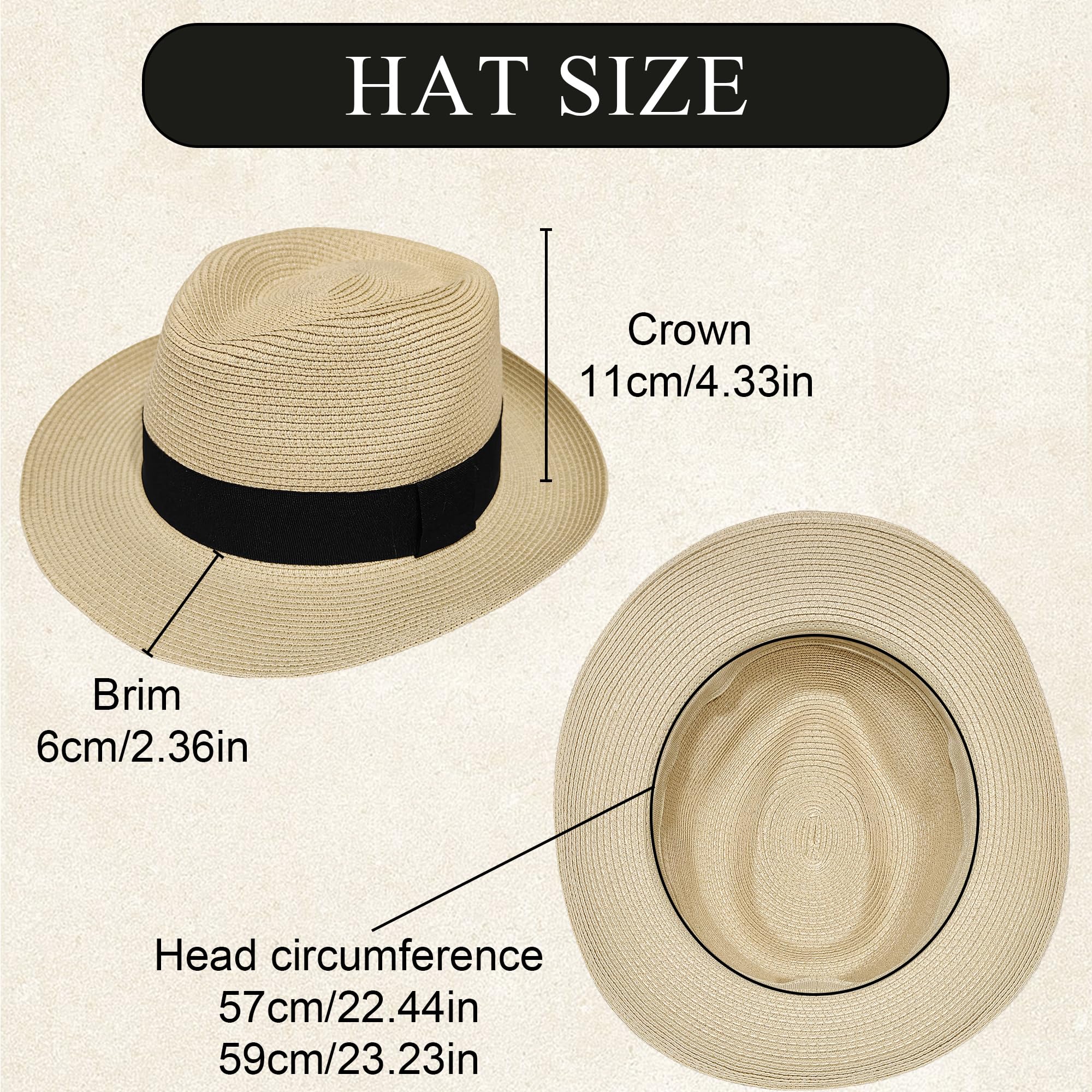 Sombrero de Paja de ala Ancha, Banda elástica, Ligera, protección UV, Unisex