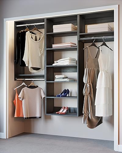 Miniatura 8 de MC Modular Closets Kit de armario con varillas y estantes para colgar, sistema de armario esquinero, color gris, 96 pulgadas de ancho