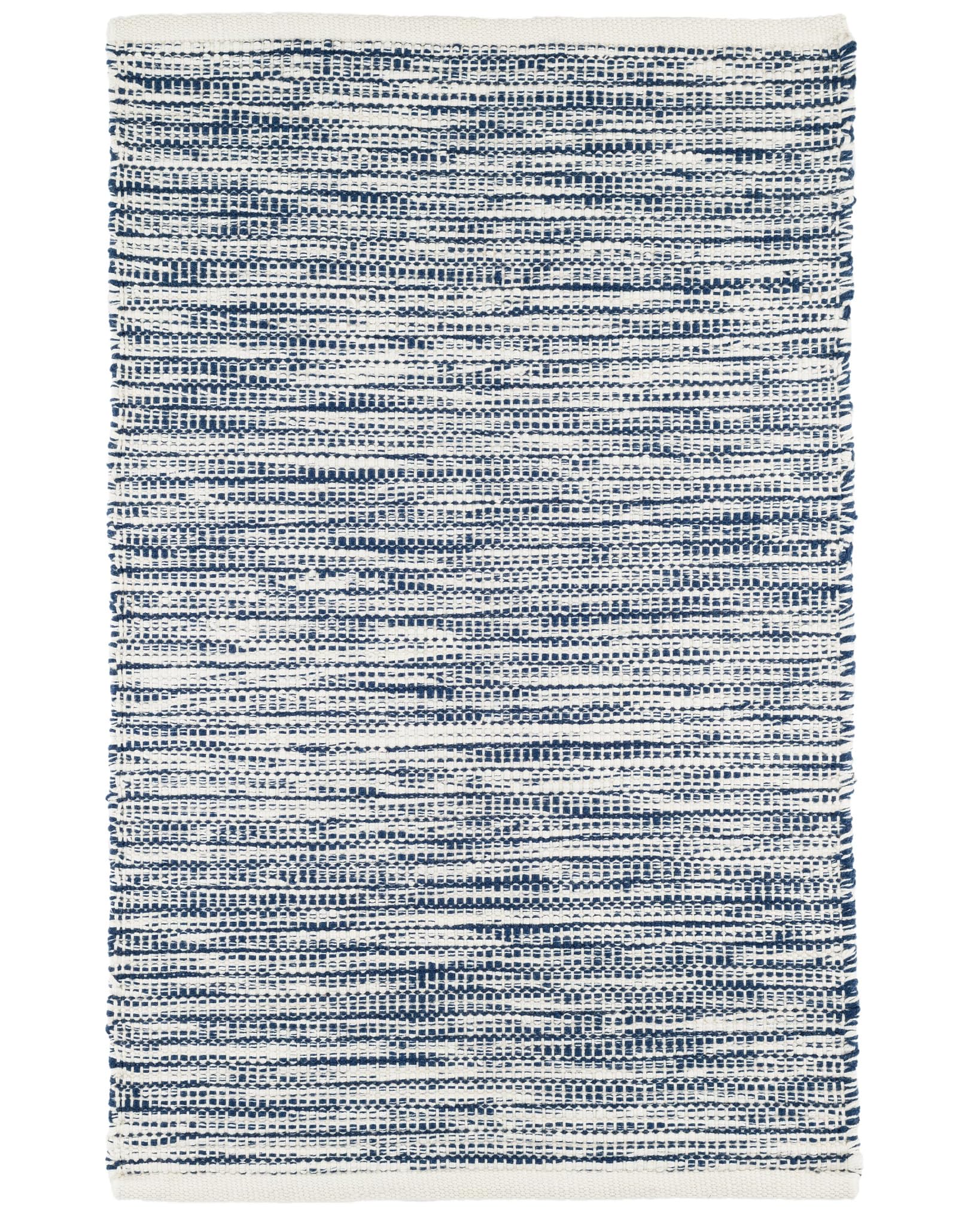 Dash & Albert Tideline Navy Handwoven Indoor/Outdoor Rug, 5 X 8 Feet, Blue Stripe Pattern