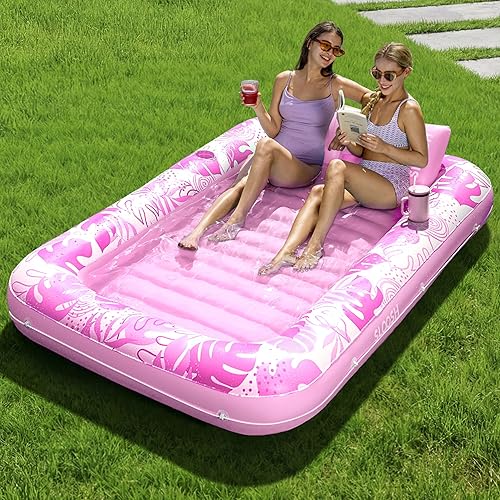 Miniatura 22 de SLOOSH Flotador inflable para tumbona para piscina, 70 x 46 pulgadas, flotadores de piscina para adultos con almohada, flotador 4 en 1 para tina