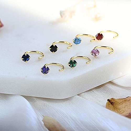 Miniatura 3 de Royal Blue Sapphire Earrings in Sterling Silver, Stackable Small Half Hoop Earrings, Dainty Tiny Stud Earrings, Cute 2nd Hole Earrings, Christmas