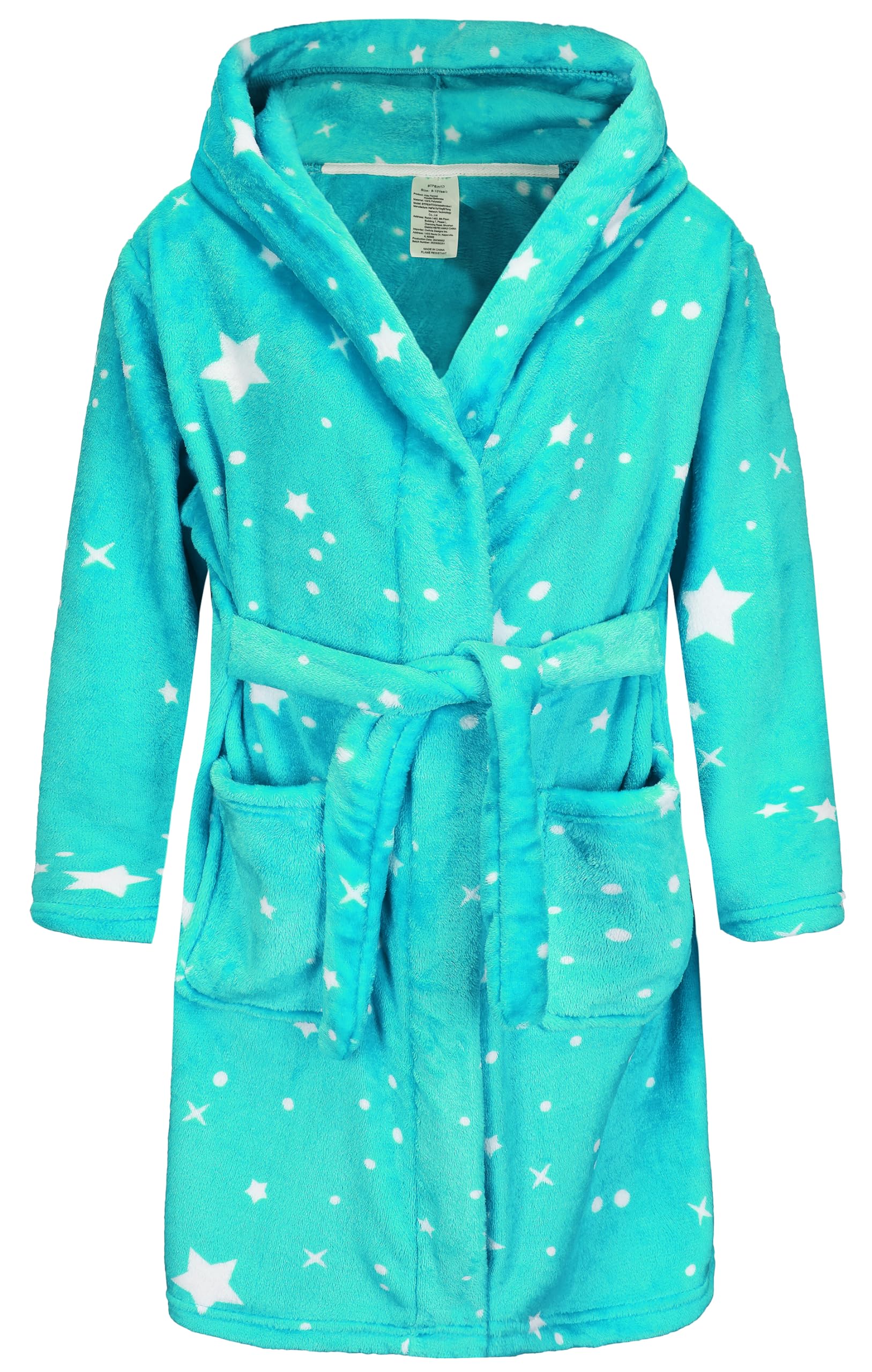 Kids Hooded Bathrobe Girls Soft Plush Hooded Flannel Pajamas Sleepwear Boys Spa Robe