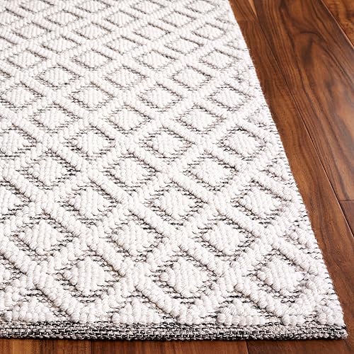 Miniatura 4 de Safavieh Vermont Collection - Alfombra de pasillo, 2 pies 3 pulgadas x 8 pies, marfil y gris, lana enrejada hecha a mano, ideal para zonas de alto