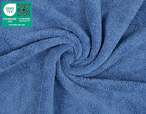 Miniatura 3 de American Soft Linen - Toallas para baño, juego de 4 piezas 100% algodón turco, 13 x 13 pulgadas, paños suaves para cuerpo y cara, paños color azul