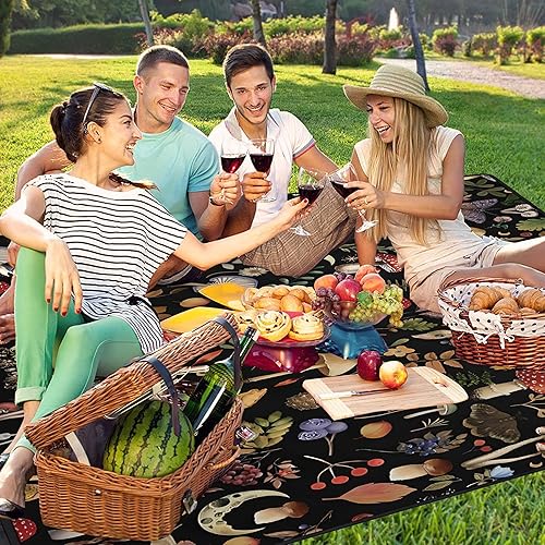 Miniatura 88 de Manta de picnic extra grande impermeable plegable (80 x 80 pulgadas), manta de playa impermeable a prueba de arena, 3 capas para el aire libre