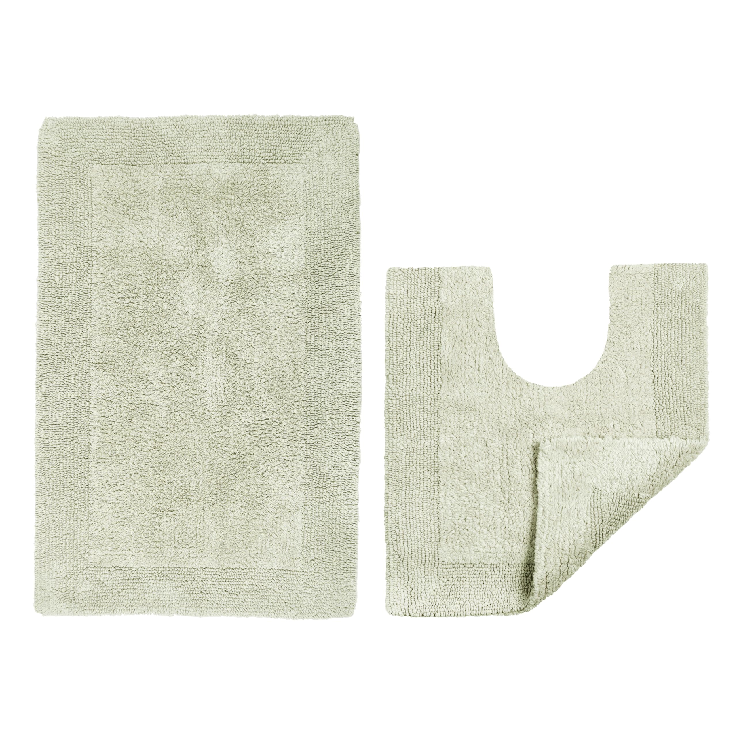 Allure Heavyweight 2 Piece Bath and Pedestal Mat Set, 100% Cotton, Reversible, Large Size (Sage Green) โ image 1