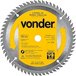 Vonder, Lâmina De Serra Circular Com Dentes De Metal Duro/Vídea, 185 Mm X 16 Mm, 60 Dentes.