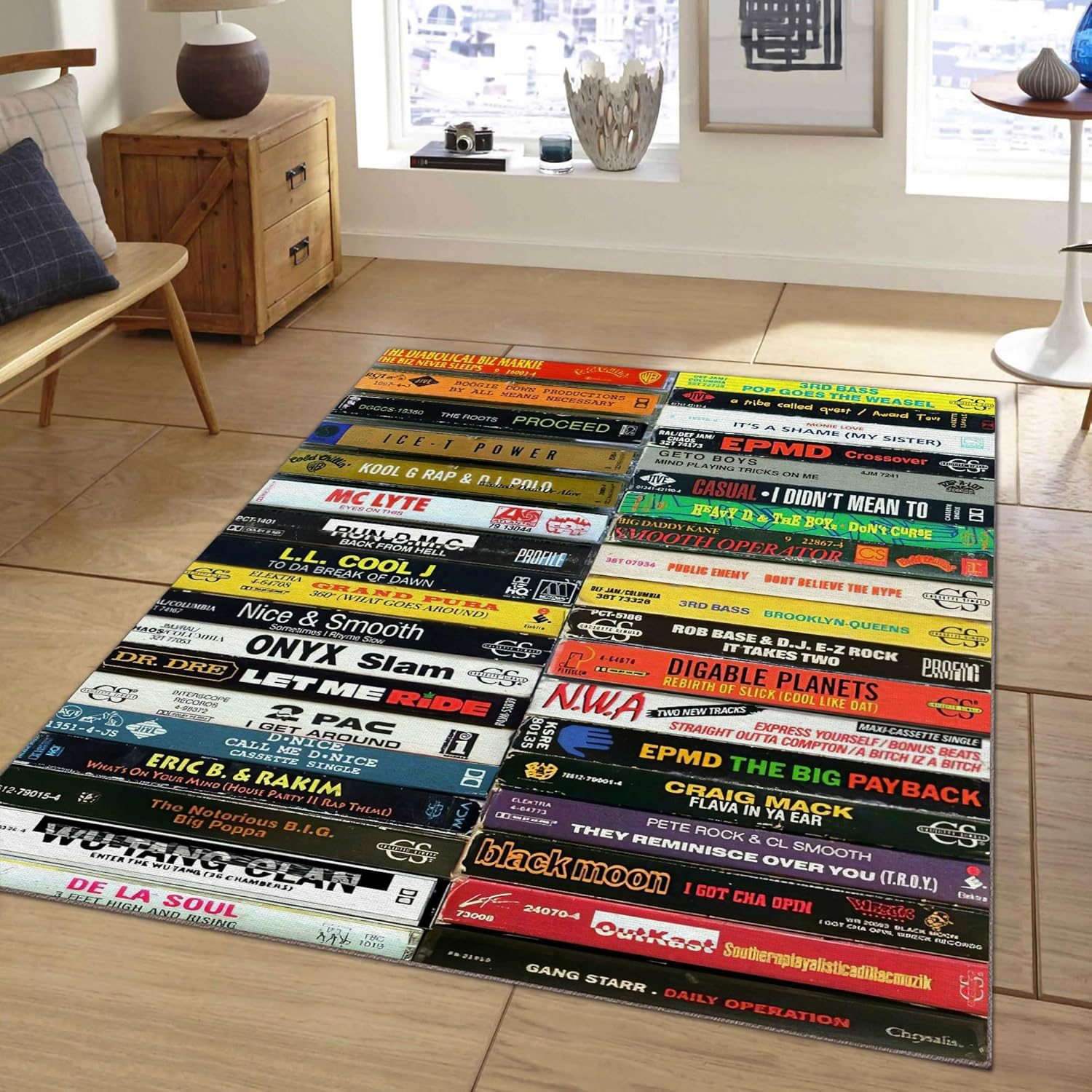 Lazun Hip Hop Old School Area Rug - Area Rug for Home Décor, Soft, Non-Slip, Durable for Kid's Room, Living Room, Bed Room (96 * 60 Inches)